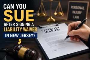 Can you sue after signing a liability waiver in New Jersey with signed waiver document and personal injury law concept