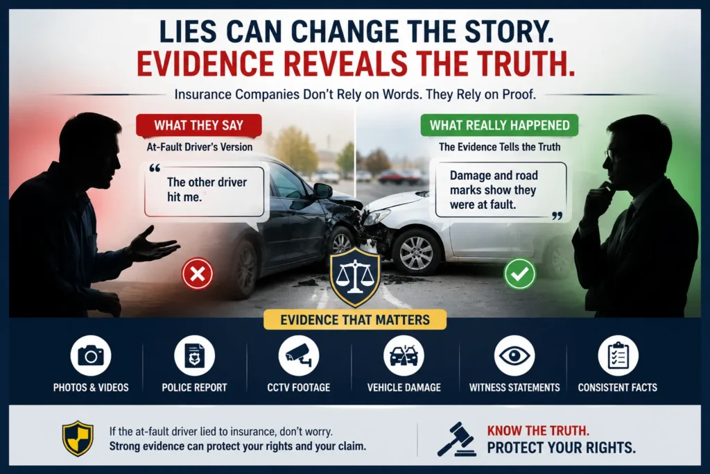 Evidence such as photos, witness statements, and police reports helping prove fault after a car accident